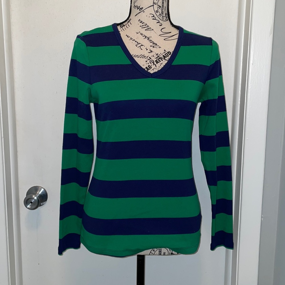 Lands' End Striped Navy and Green - Shaped Fit. SZ XS - Never worn -